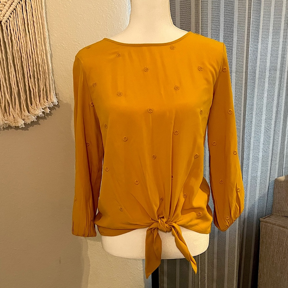 LOFT bright mustard yellow top